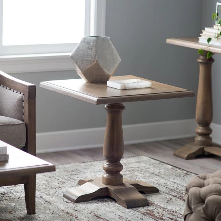 美式实木橡木客厅小茶几 法式乡村沙发几边几角几 复古做旧咖啡桌