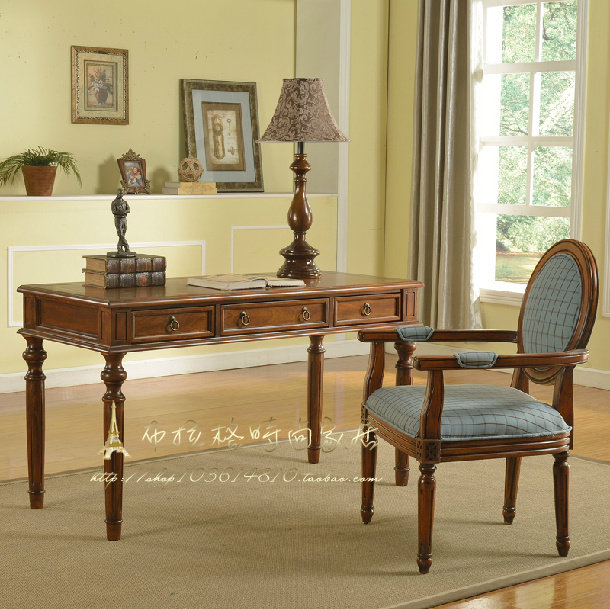 美式乡村书桌实木写字台电脑桌简约现代民宿样板间酒店售楼处桌子|msdalam kategori perabot kediaman, of Tables, meja - dari Buy2taobao.com untuk memberikan perkhidmatan ejen Taobao profesional membeli