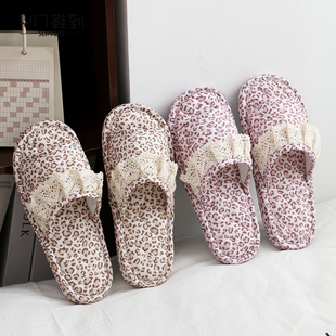 家居地板拖静音防滑加厚软底 女春秋简约韩版 新款 纯棉布艺拖鞋