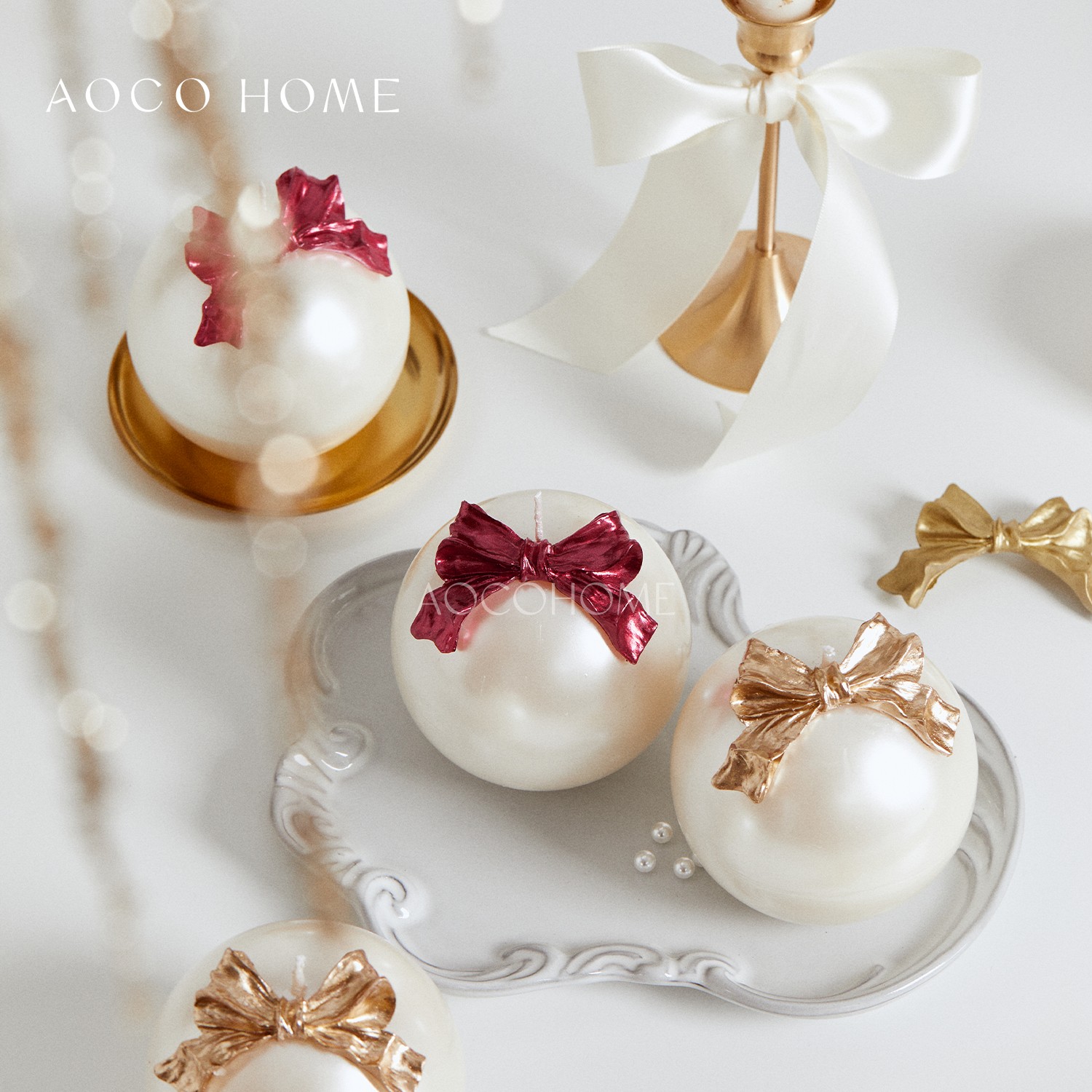 【生日礼物】珍珠蝴蝶结蜡烛礼盒