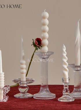 白色几何长杆蜡烛枝形香薰蜡烛家用简约造型餐桌氛围创意装饰摆件