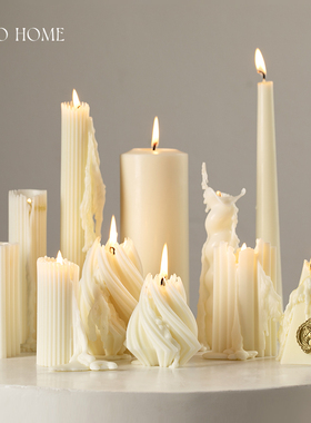 复古白色长杆香薰蜡烛家用无烟结婚婚礼烛光晚餐烛台艺术装饰摆件