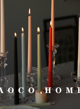 彩色长杆蜡烛家用无味无烟生日结婚庆烛光晚餐烛台氛围感装饰摆件