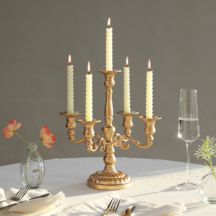法式 饰摆件 复古金属多头铁艺烛台底座家用香薰蜡烛托台烛光晚餐装