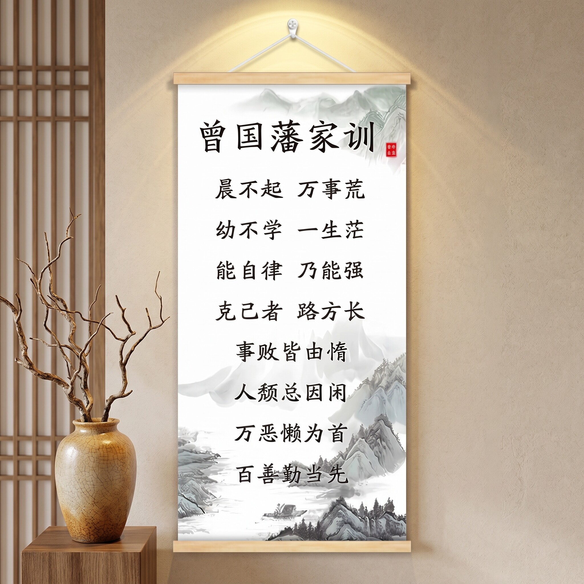 曾国藩家训语录实木挂画格局努力励志字画书房教室客厅墙面装饰画