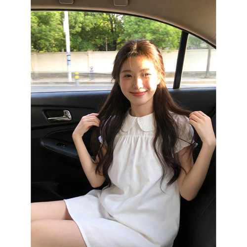 夏季白色娃娃领衬衫裙女2026新款