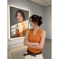 性感交叉v领针织背心女夏季外穿