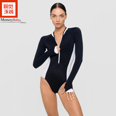 MEMORYBABY泳衣女欧美风时尚 运动保守长袖 防晒冲浪潜水连体泳衣女
