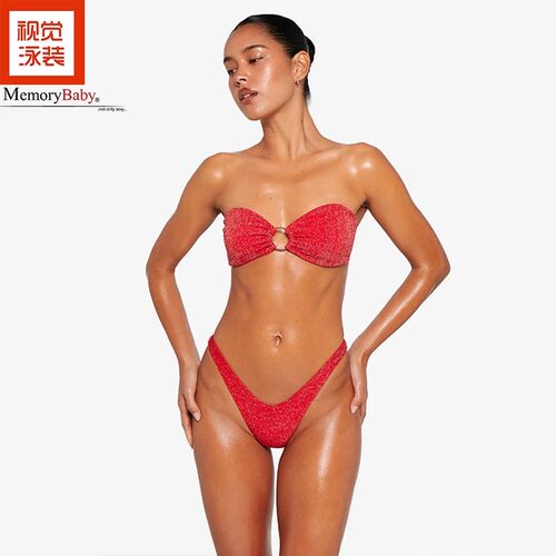 MEMORYBABY欧美风基尼泳衣可调节肩带抹胸度假温泉分体比三角泳衣