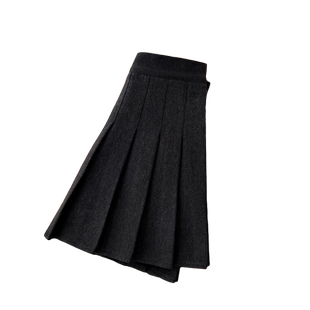 宝宝毛呢百褶裙女童半身裙裤2024春冬季新款休闲加绒学院风jk短裙