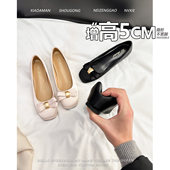 隐形内增高5CM平底单鞋 2026新款 春季 不累脚 缎面软底小个子瓢鞋