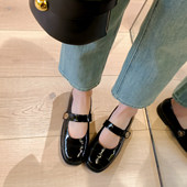 女2026新款 大码 法式 小香风玛丽珍鞋 平底单鞋 粗跟小皮鞋 女鞋 41到43