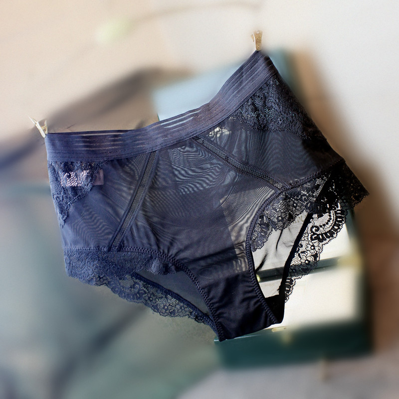 蕾丝内裤女透明抗菌纯棉裆中腰