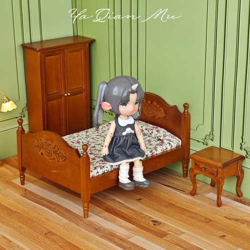 1：12卧室衣柜双人床微缩家具