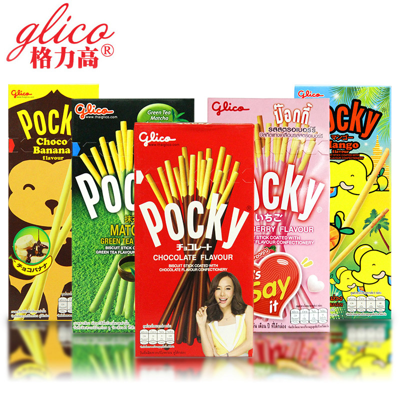 泰国进口零食品 Pocky涂层饼干 百奇香蕉芒果草莓茶点巧克力棒