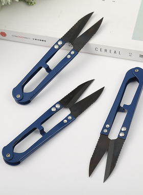 张小泉纱剪带齿中号U型弹簧小剪刀TB-452黑头线头剪缝纫sk5合金钢