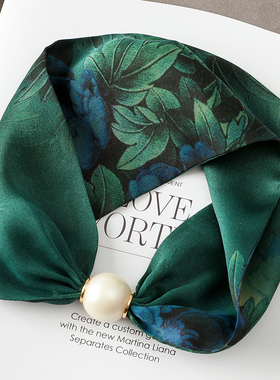 布塔真丝项链磁扣项链长条巾吊坠春秋女纯色百桑蚕丝小领巾