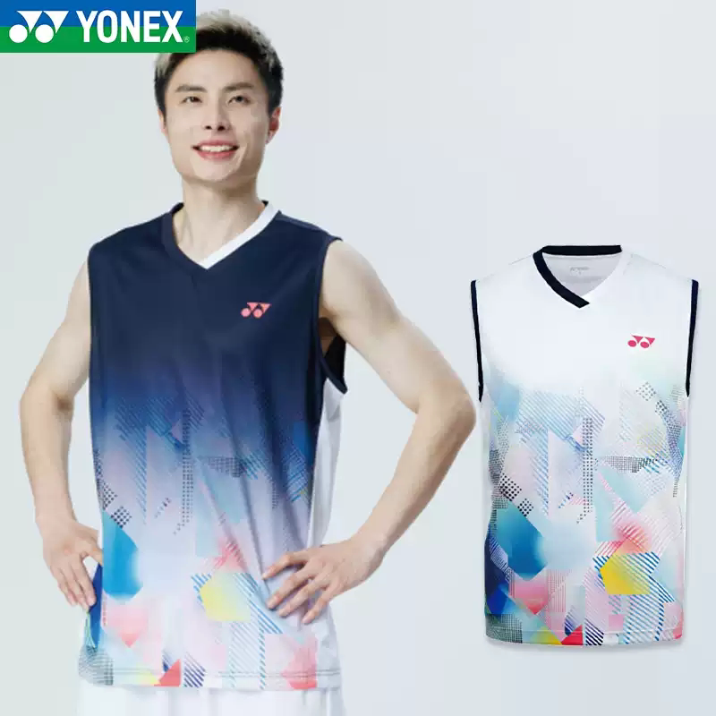 官方正品YONEX尤尼克斯无袖羽毛球服男yy运动服速干背心110215BCR