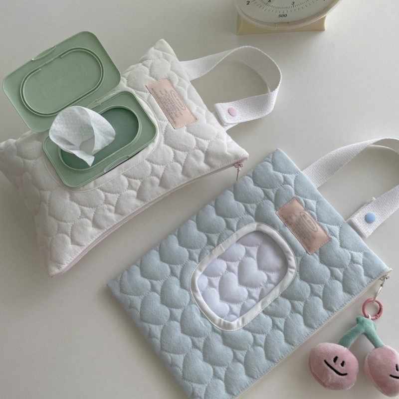 韩国ins风菱格纹湿巾袋大容量抽取式翻盖纸巾收纳包便携