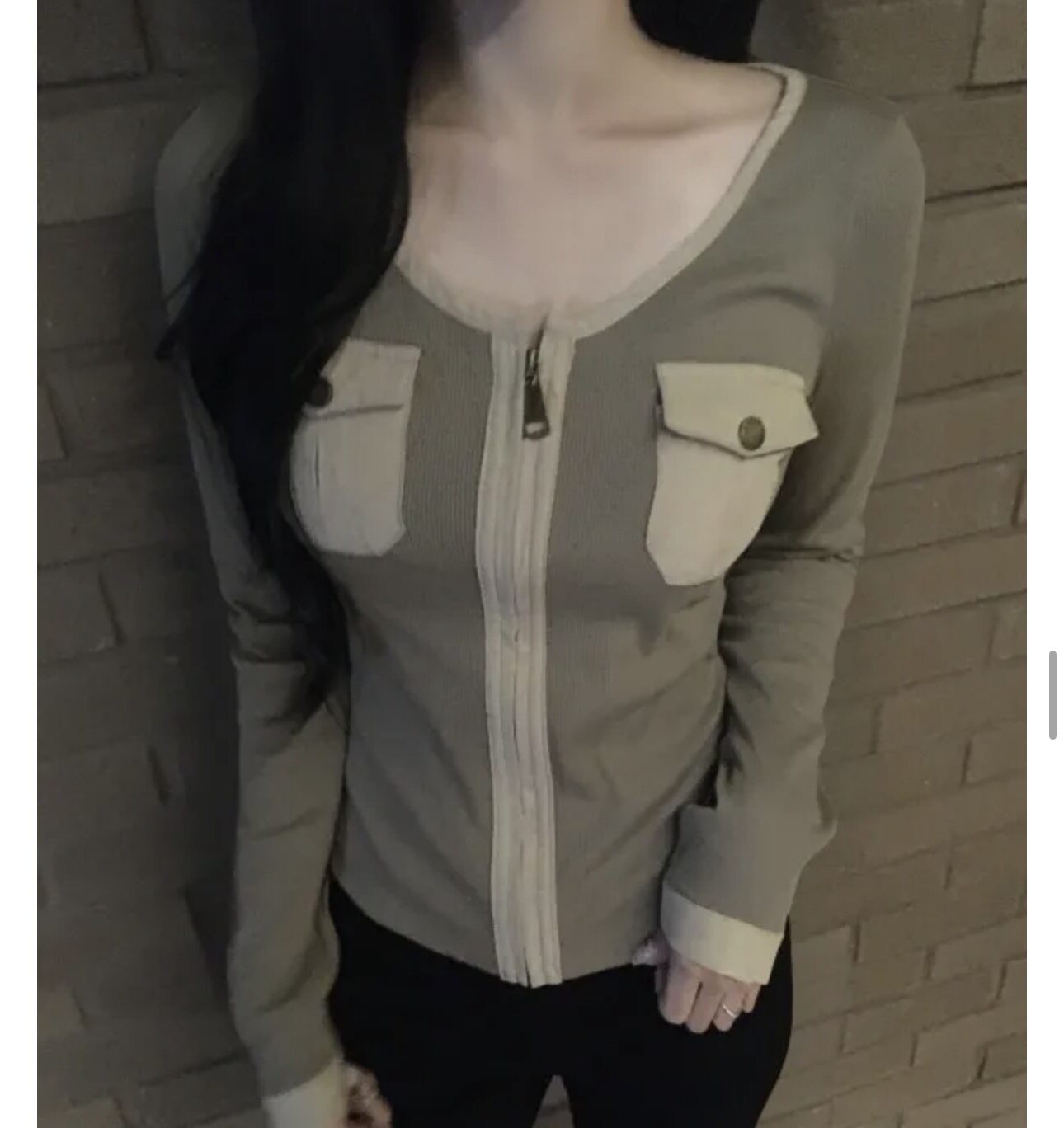 Shawne 26s春新韩国正品代购 小众拼色口袋圆领拉链开衫外套外套