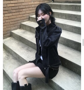 Y2K口袋装 代购 饰缝线立领牛仔夹克外套 26s春新韩国正品 Shawne