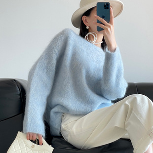 秋冬宽松慵懒风高级感软糯亲肤羊驼毛套头毛衣女厚款 塔尖高端货