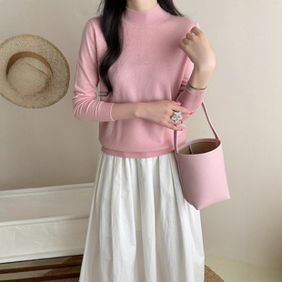 半高领内搭针织打底衫 女秋冬百搭修身 上衣慵懒软糯风毛衣羊毛衫