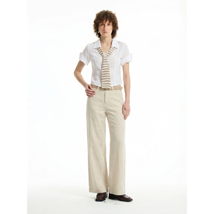 UTAOTUO「麻料系列001」白色亚麻宽松阔腿裤 2026春夏慵懒风长裤