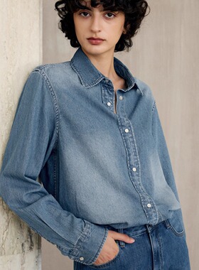 UTAOTUO美式复古休闲高级感冬季蓝色牛仔外套女百搭cleanfit外套