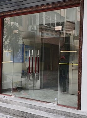 钢化玻璃门定制 玻璃隔断 办公室玻璃门 商铺玻璃门定制 上门安装