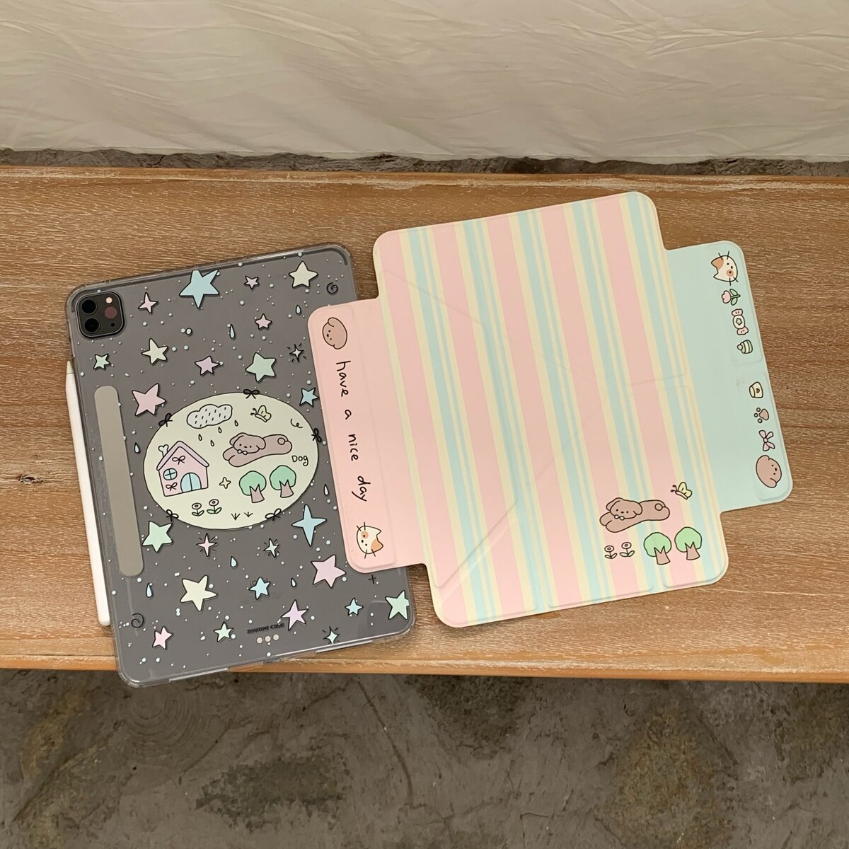条纹星星小狗屋可拆分磁吸搭扣y+3折iPad2024保护套Air4/5适用10.2苹果Pro11平板壳10.9英寸卡通mini6/7女款