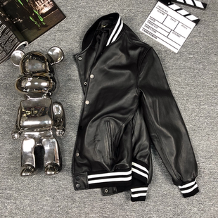 春秋头层绵羊皮夹克男真皮棒球服休闲立领上衣外套简约时尚 2025新