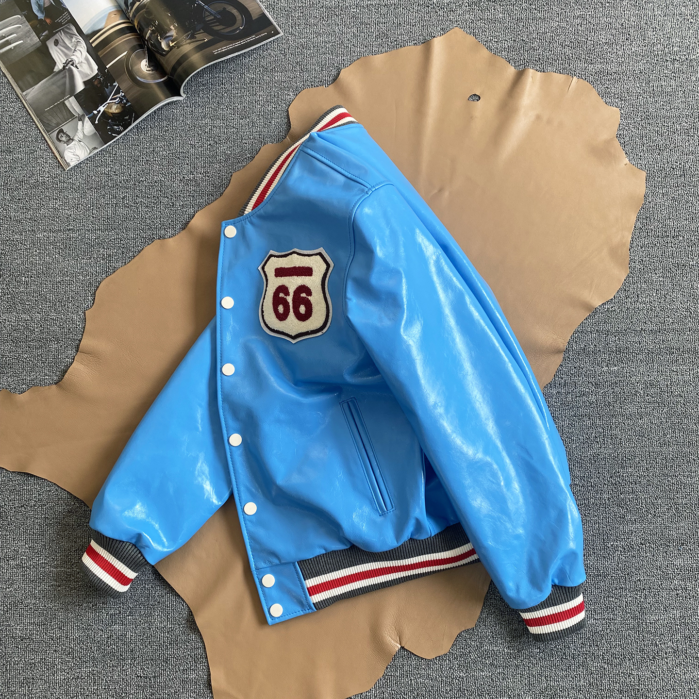 挺阔有型油蜡牛皮机车夹克男