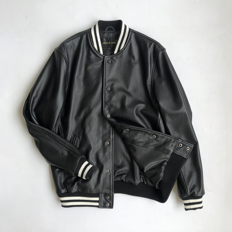 休闲青年真皮潮皮衣棒球服