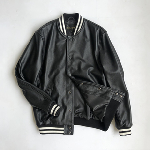 春秋新款 20头层牛皮皮衣男真皮棒球服休闲夹克青年纯色外短上衣潮