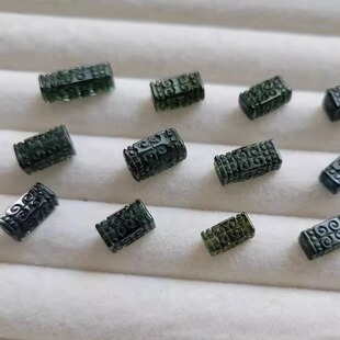 天然碧玺方回纹 老料深色 绿碧玺 一物一图 长方回纹