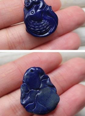 天然青金石雕刻吊坠 项坠 无白少金 一物一图