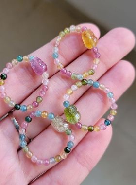 包邮天然碧玺貔貅戒指3mm紫碧玺DIY 戒指圈 回纹戒圈