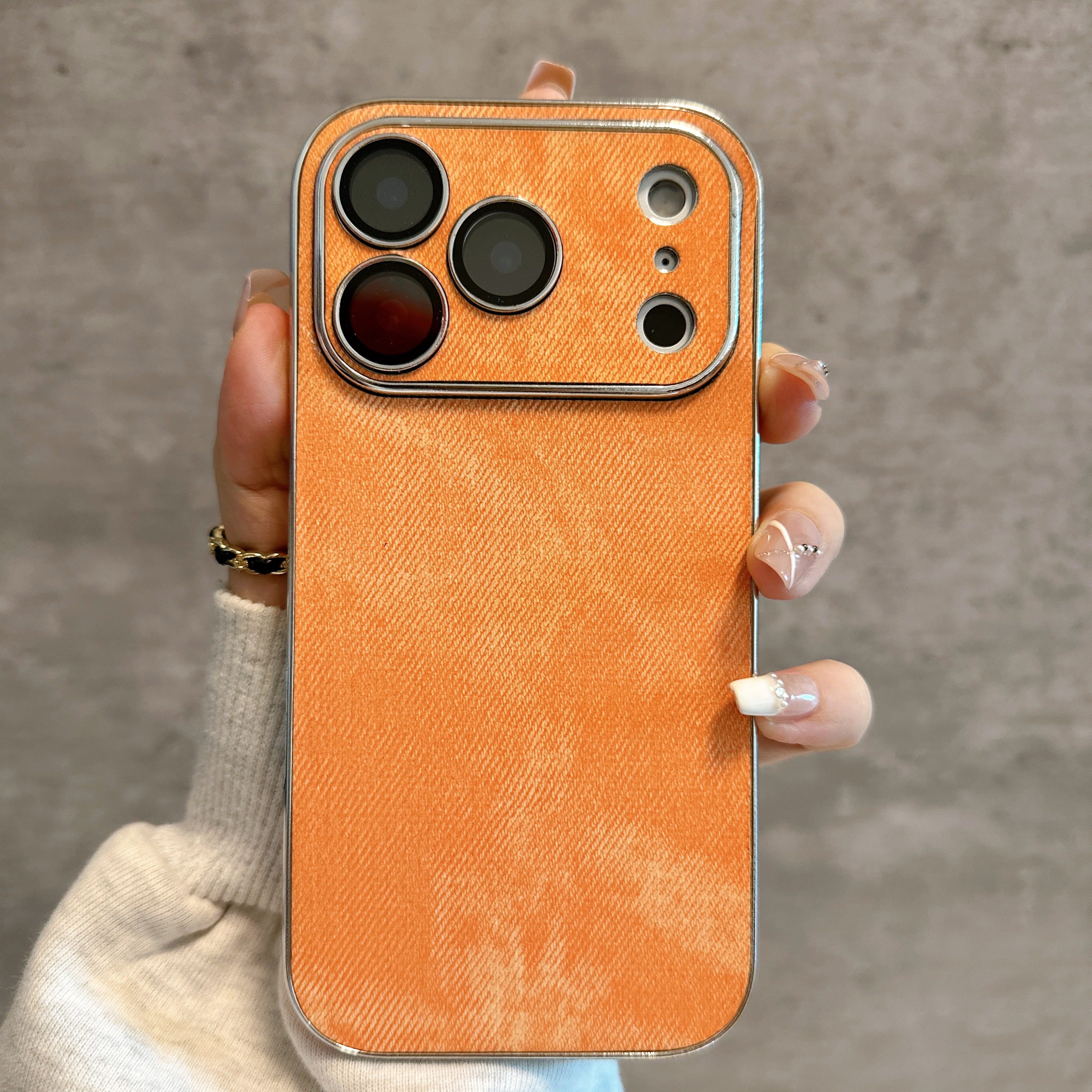 简约纯色星宇橙秋冬款牛仔布镜头全包手机壳适用于新款iPhone17pro苹果17promax防摔16磨砂15大视窗14女