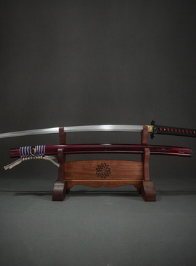 龙泉周匠手工大马士革纹日本刀