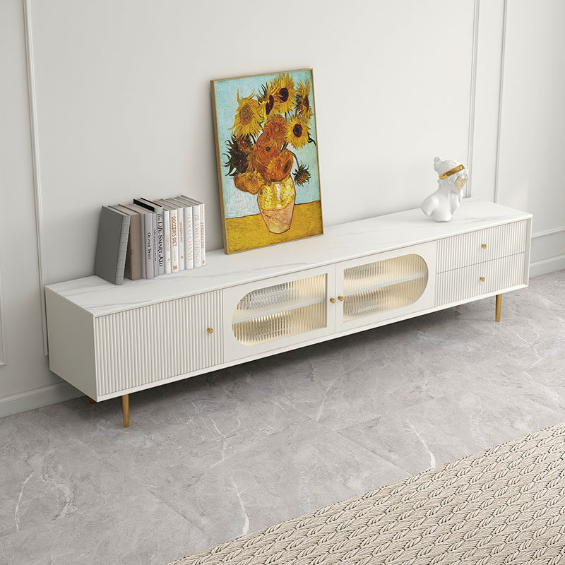 法式奶油风电视柜客厅简约落地岩板茶几电视机柜组合轻奢高级感