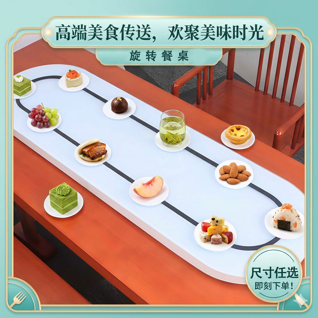 酒店家用长方形电动转盘遥控设计