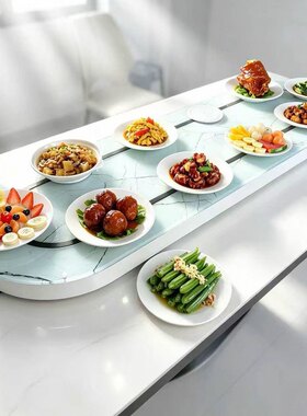 长方形餐桌电动转盘家用高档酒店民宿旋转椭圆形展示台转动器定制