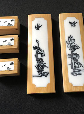 鸟笼配件竹子刻画 搁脚 杯架 杯垫 杯托卡距2.0