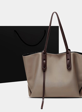 高级感通勤大包包女大容量2025新款潮时尚黑色牛津布托特包单肩包