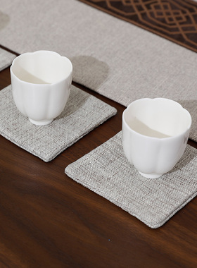 2片布艺素色吸水茶道杯垫中式隔热茶垫纯色茶艺防烫茶空间功夫