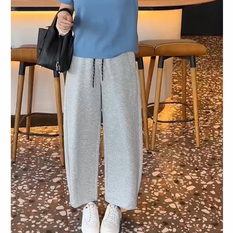 显瘦弯刀裤女宽松阔腿裤夏季2025新款大码直筒裤小个子九分休闲裤