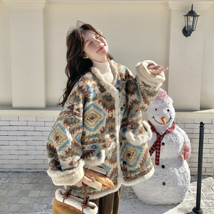 超厚费尔岛羊羔毛棉衣 P215K338 现2D078 Y3383