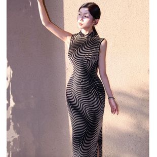 改良旗袍女人味无袖 弹力修身 气质风情万种 光晕 秋辞香