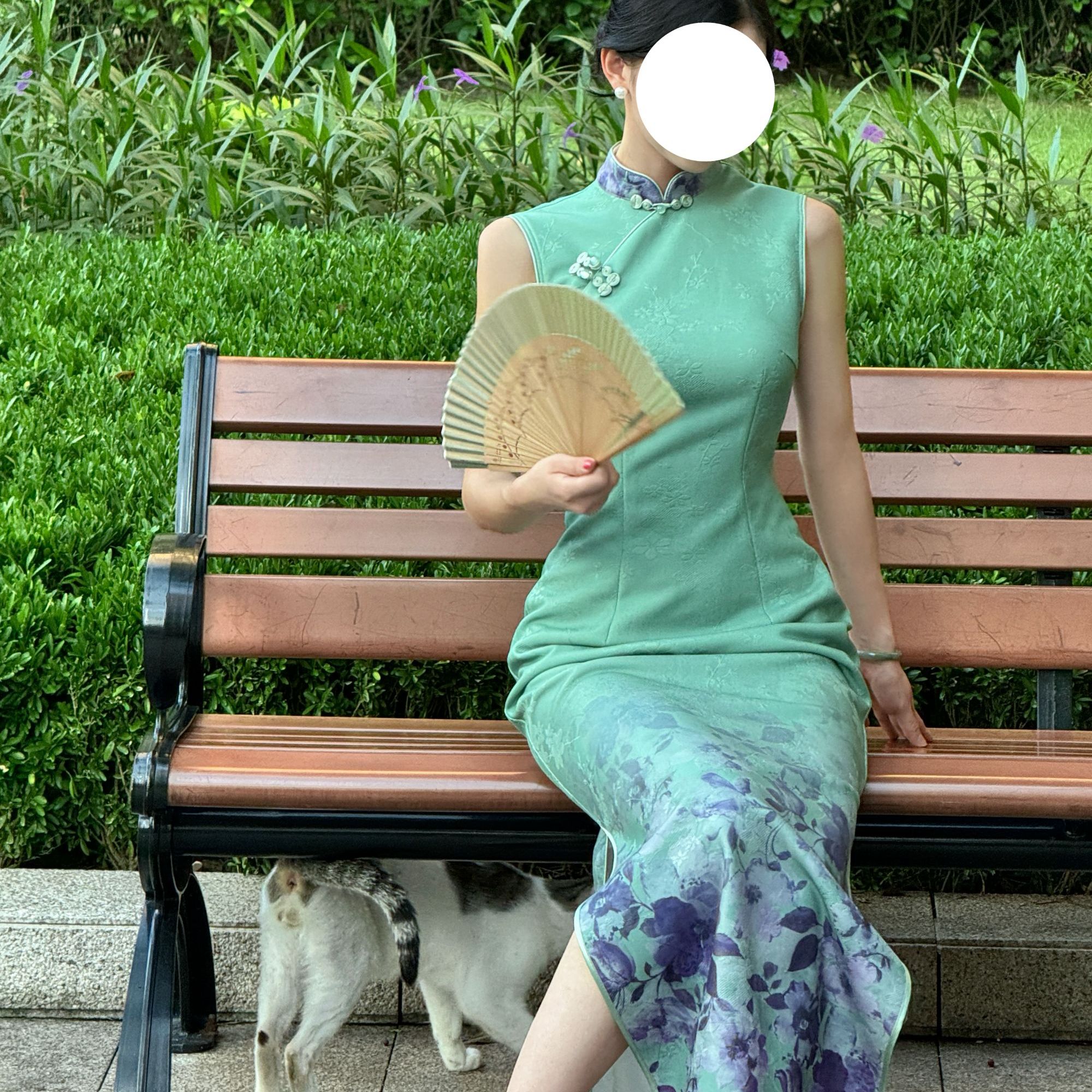 秋辞香~绿袖 无袖绿色显瘦少女清新国风修身新中式改良旗袍连衣裙